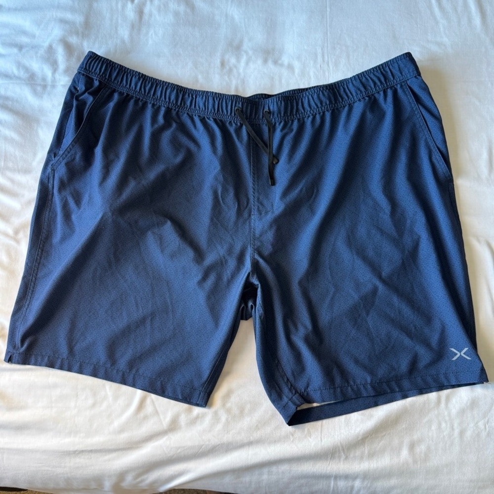 Nortek NXT Mens Blue Geometric Print Performance Athletic Shorts 4X Drawstring